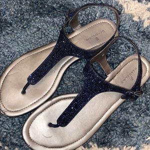 navy blue sparkly sandals